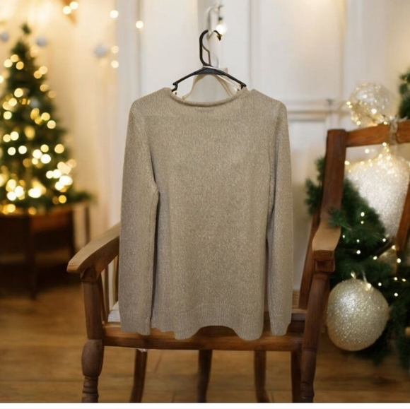 Sweater by Croft & Barrow beige Holiday Christmas ready - Picture 4 of 12